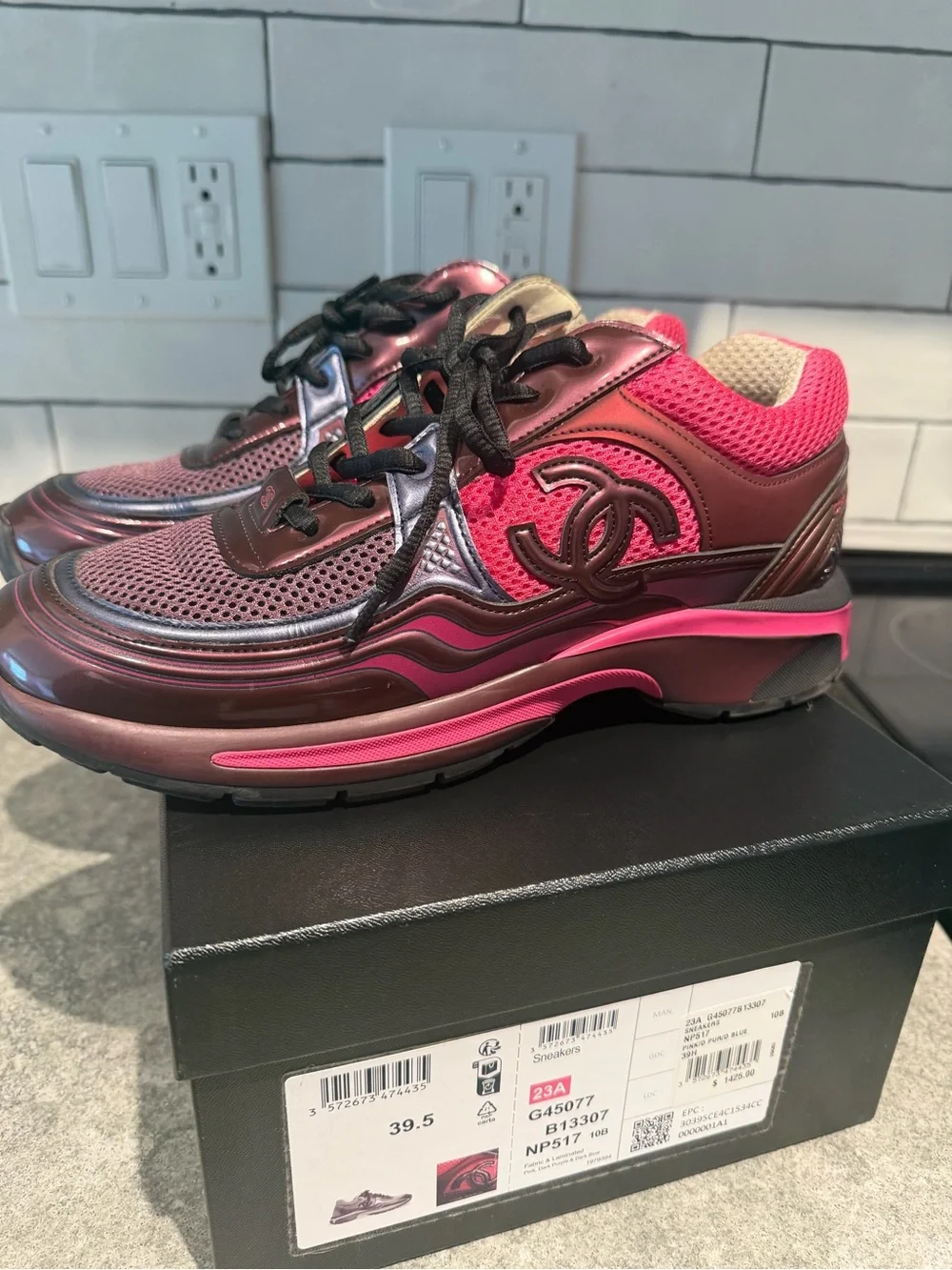 Chanel Runners Pink and Burgundy CC Logo Women's Runner Sneakers